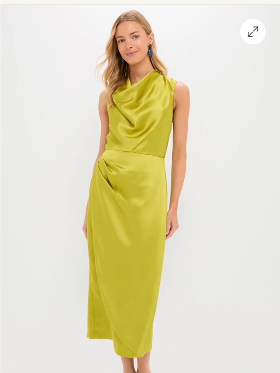 Tuckernuck Dresses & Skirts - Tuckernuck Satin Draped Midi Dress in Lime with Tags